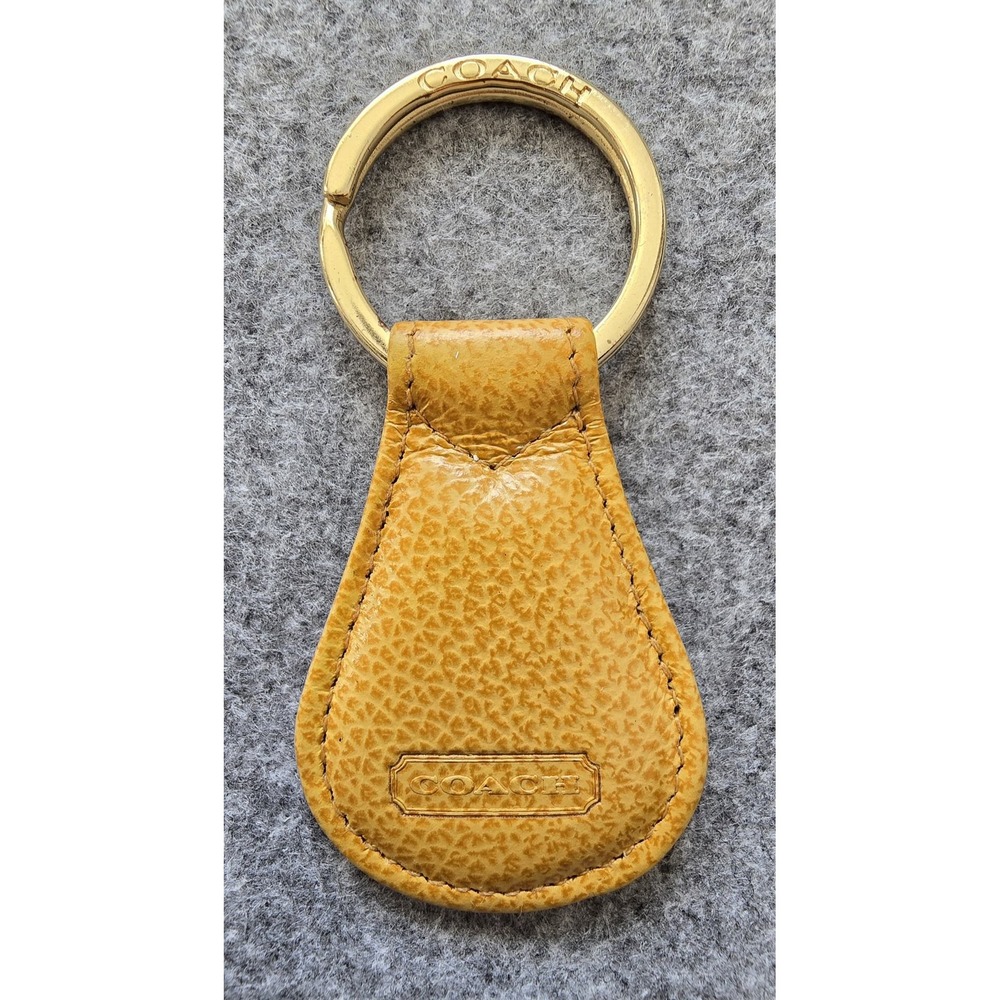 Vintage Coach Madison Pebbled Leather Key Fob 4481 Mustard Yellow EUC rare 90s